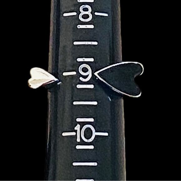 Dark Hearts Silver Tone Black Enamel Heart Punk Emo Goth Adjustable Ring NWOT - Picture 10 of 15